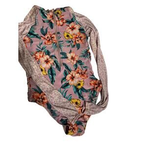 Children's Long Sleeve Purple with Flowers Swimsuit by Wonder Nation